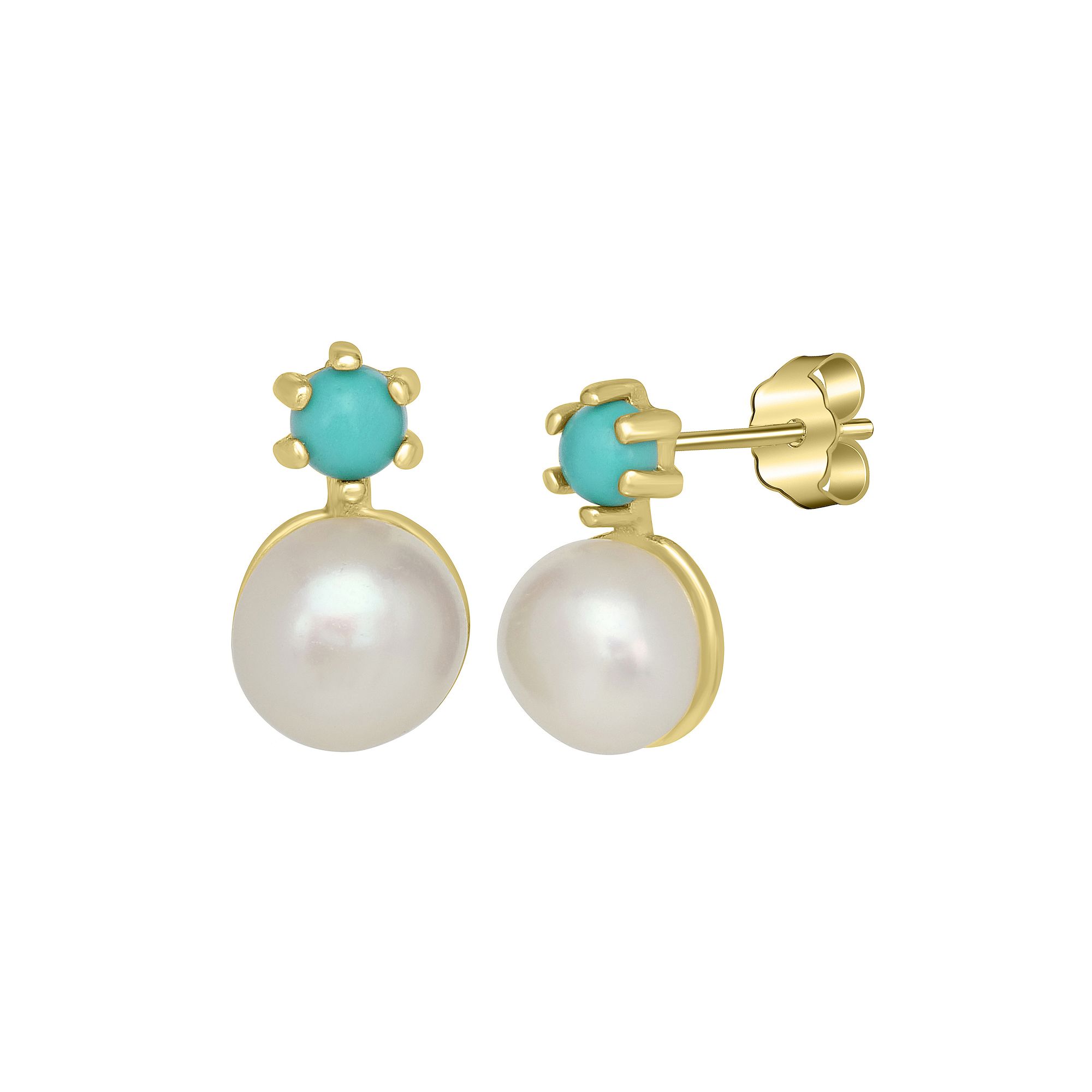 Gemistry 14k Gold Over Sterling Silver Freshwater Cultured Pearl & Turquois