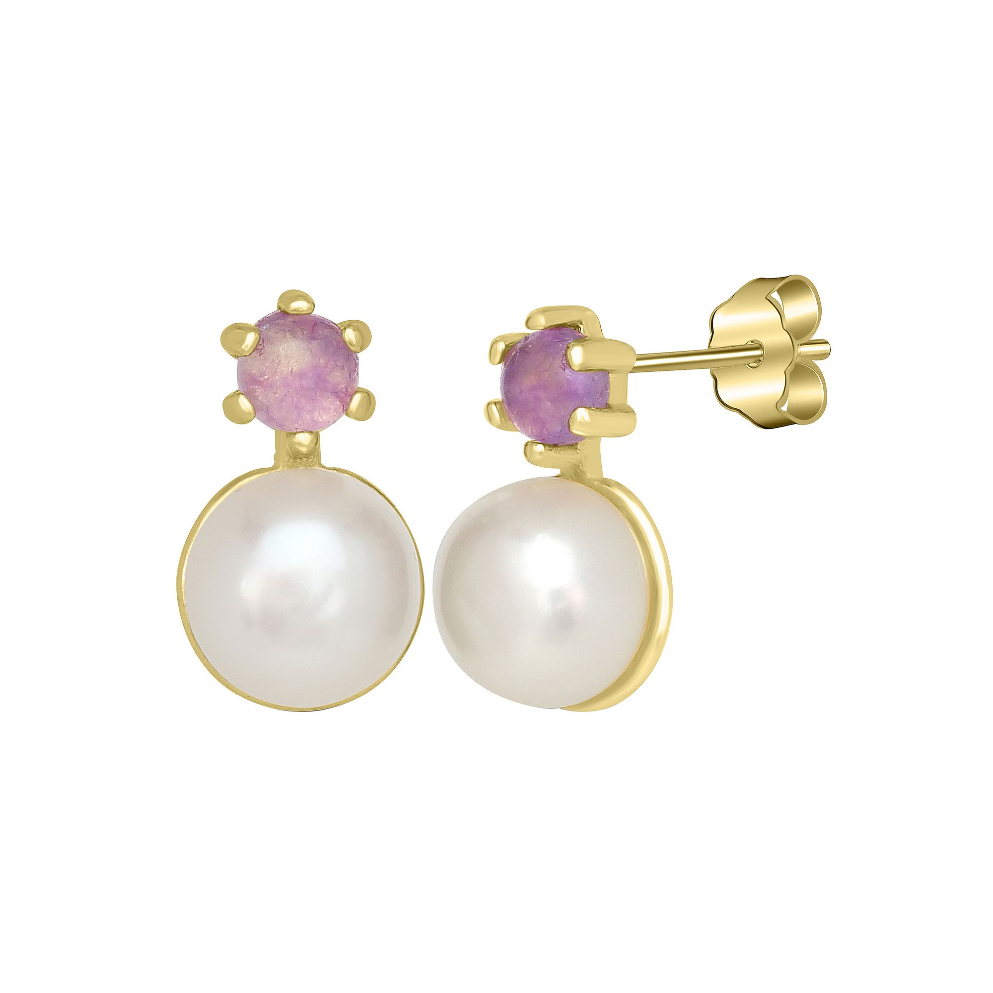 Gemistry 14k Gold Over Sterling Silver Freshwater Cultured Pearl & Purple Q