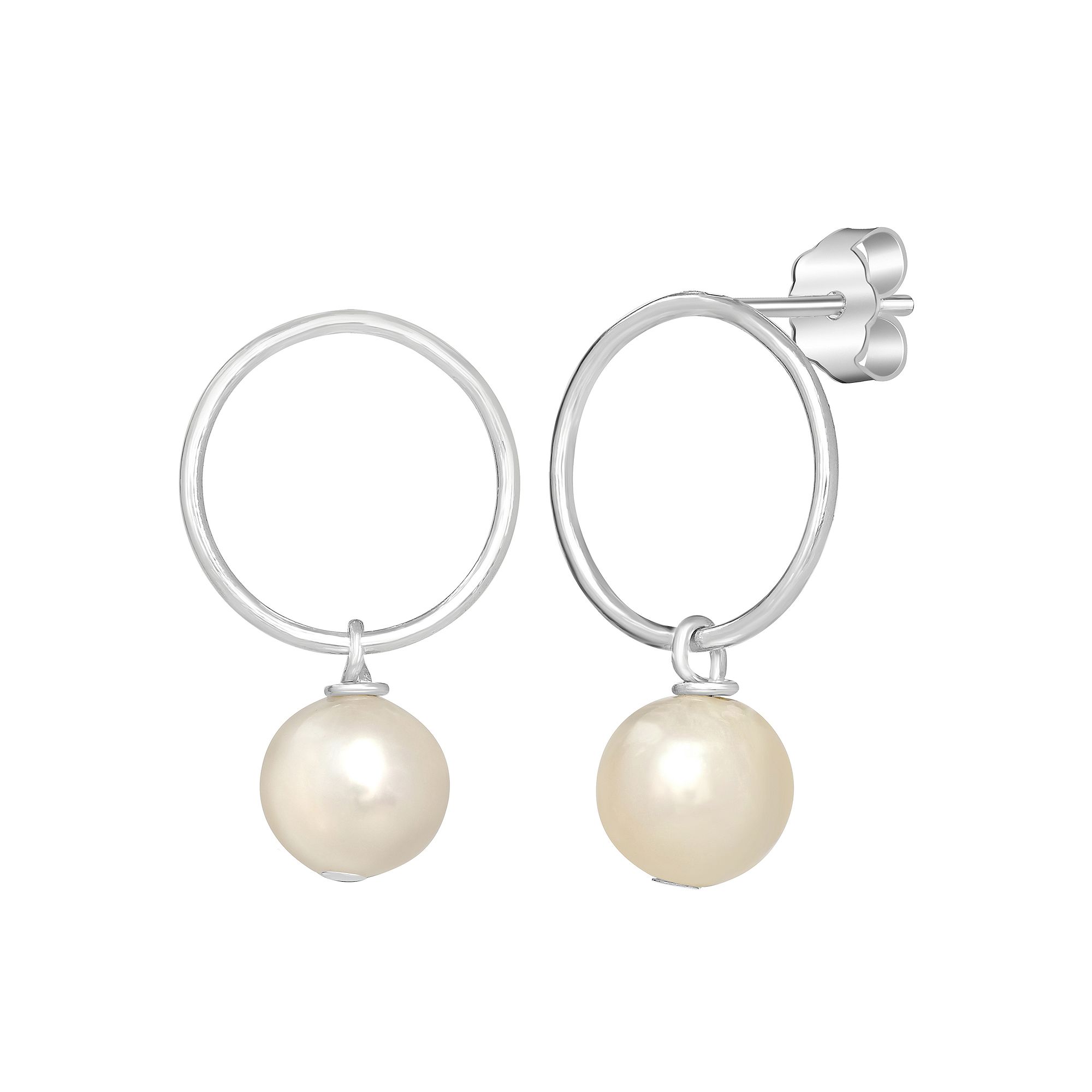 Gemistry Sterling Silver Open Circle Drop Earrings, Womens