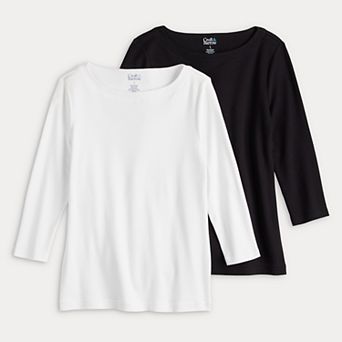 Women's Croft & Barrow® 2-Pack 3/4 Sleeve Bateau Tops