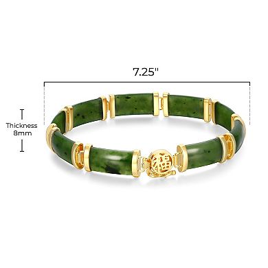 Dynasty Jade 18K Gold over Sterling Silver Nephrite Jade Station Bracelet