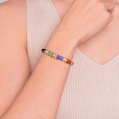 Fashion Charm Bracelet Women 18K Gold Plated Jade Turquoise Cuff Bangle Jewelry