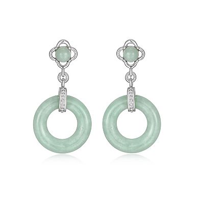 Dynasty Jade Sterling Silver Jade Open Circle Drop Earrings