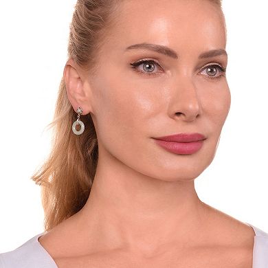 Dynasty Jade Sterling Silver Jade Open Circle Drop Earrings