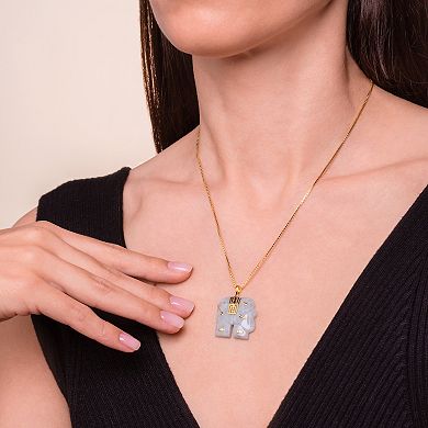 Dynasty Jade 18k Gold over Sterling Silver Genuine Jade Carved Elephant Pendant Necklace