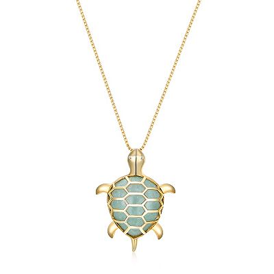 Dynasty Jade 18k Gold over Sterling Silver Genuine Jade Sea Turtle