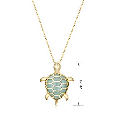 Dynasty Jade 18k Gold over Sterling Silver Genuine Jade Sea Turtle Pendant Necklace