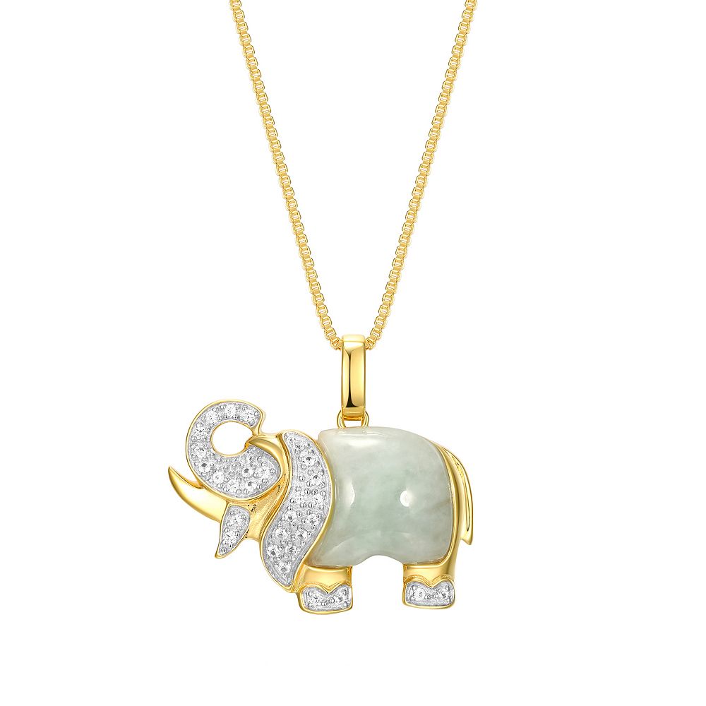 Dynasty Jade 18k Gold over Sterling Silver Genuine Jade Lab