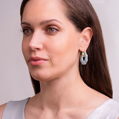 Dynasty Jade 18k Gold over Sterling Silver Genuine Jade Hoop Earrings