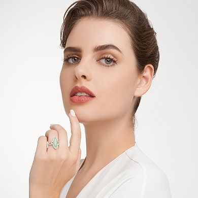 Dynasty Jade Sterling Silver Jade Marquise Swirl Ring