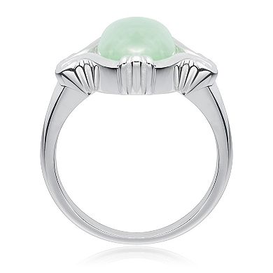 Dynasty Jade Sterling Silver Jade Marquise Swirl Ring