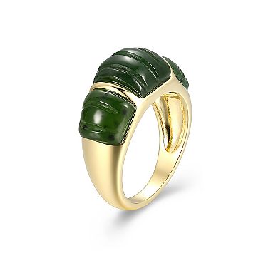 Dynasty Jade 18k Gold over Sterling Silver Carved Nephrite Jade Ring