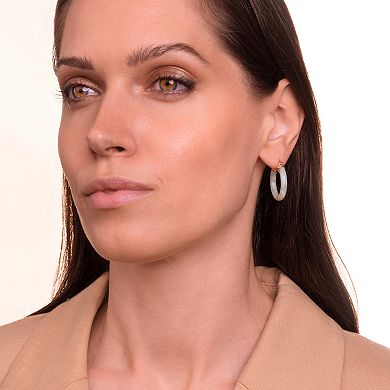 Dynasty Jade 18k Gold over Sterling Silver Smooth Jade Hoop Earrings