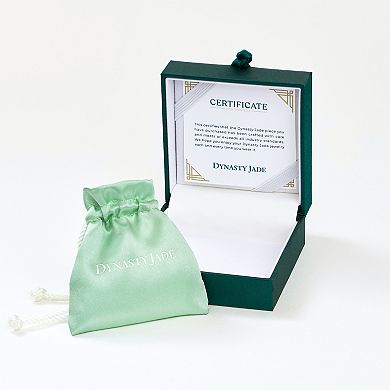 Dynasty Jade Sterling Silver Genuine Jade & Lab-Created White Sapphire Double Heart Pendant Necklace