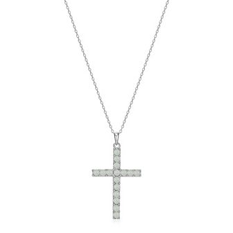 Dynasty Jade Platinum over Sterling Silver Genuine Jade Cross Pendant Necklace
