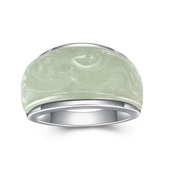 Dynasty Jade Sterling Silver Jade Carved Dome Ring