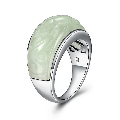 Dynasty Jade Sterling Silver Jade Carved Dome Ring