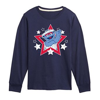 Boys 8-20 Sesame Street Oscar Americana Star Long Sleeve Graphic Tee