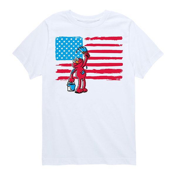 Boys 8-20 Sesame Street Heart Elmo Painting Flag Graphic Tee