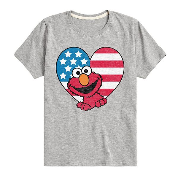 Boys 8-20 Sesame Street Elmo Flag Heart Graphic Tee