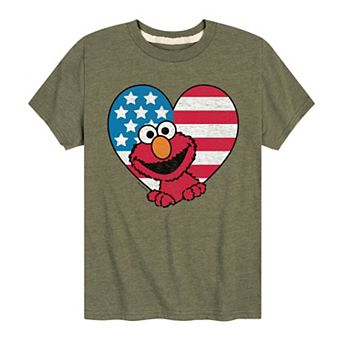 Boys 8-20 Sesame Street Elmo Flag Heart Graphic Tee