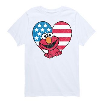 Boys 8-20 Sesame Street Elmo Flag Heart Graphic Tee