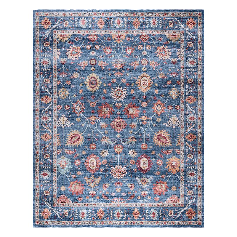 Gertmenian Crystal Print Cullen Traditional Oriental Blue Washable Indoor Area Rug  9ft x 13ft 