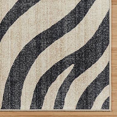 Gertmenian Zebra Black White Area Rug