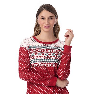 Women's Cuddl Duds Sweater Knit Crewneck Pajama Top & Jogger Pajama Bottoms Set