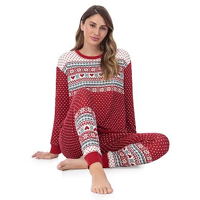 Women's Cuddl Duds Sweater Knit Crewneck Pajama Top & Jogger Pajama Bottoms Set