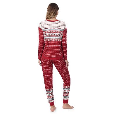 Women's Cuddl Duds Sweater Knit Crewneck Pajama Top & Jogger Pajama Bottoms Set