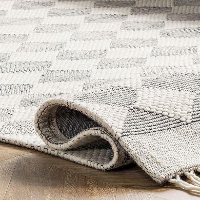 RugsUSA Fractal Diamond Wool Area or Throw Rug
