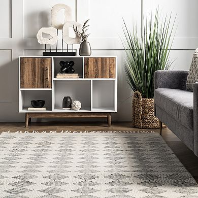 RugsUSA Fractal Diamond Wool Area or Throw Rug