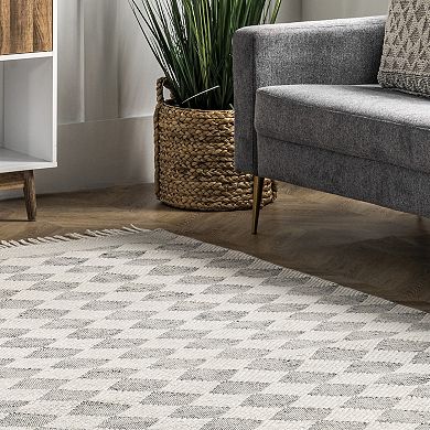 RugsUSA Fractal Diamond Wool Area or Throw Rug