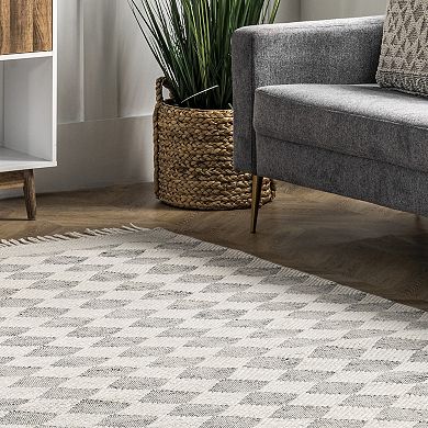 ArvinOlanoXRugsUSA Fractal Diamond Wool Area or Throw Rug