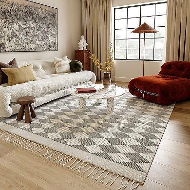 RugsUSA Fractal Diamond Wool Area or Throw Rug