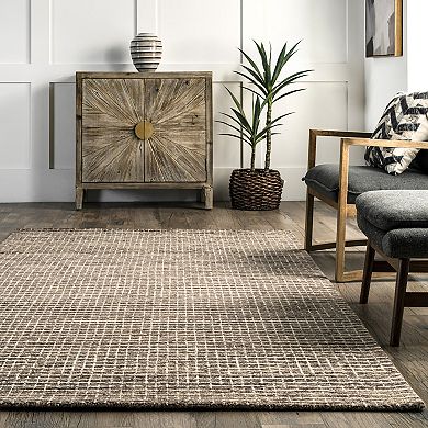 RugsUSA Melrose Checked Wool Area or Throw Rug