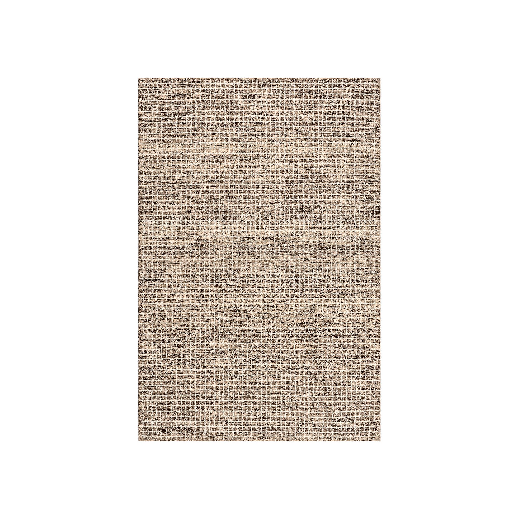 RugsUSA Melrose Checked Wool Area or Throw Rug, Brown