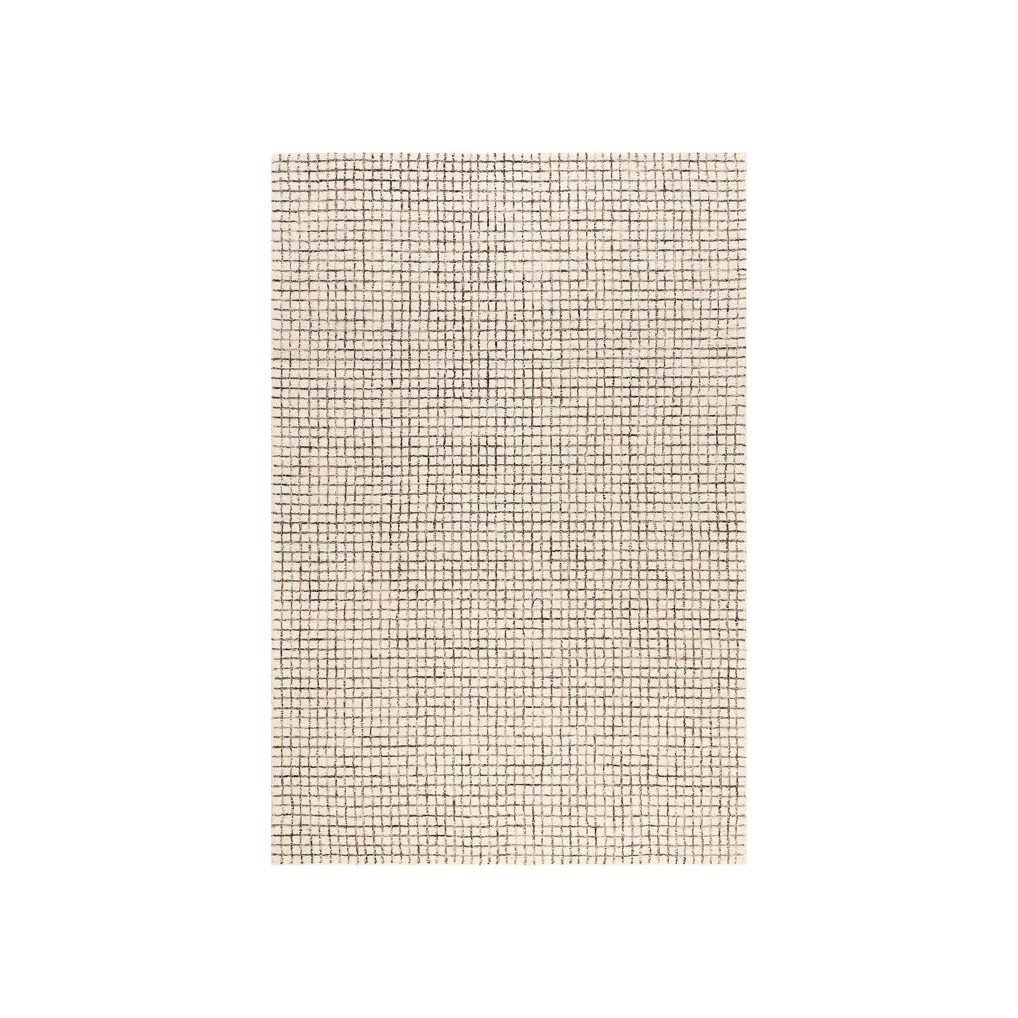 RugsUSA Melrose Checked Wool Area or Throw Rug, Ivory