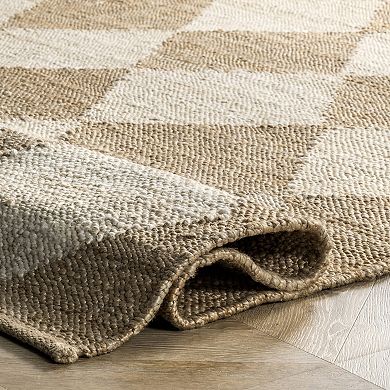 RugsUSA Louie Diamond Checkerboard Jute Area or Throw Rug