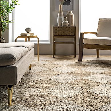 RugsUSA Louie Diamond Checkerboard Jute Area or Throw Rug