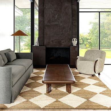 RugsUSA Louie Diamond Checkerboard Jute Area or Throw Rug