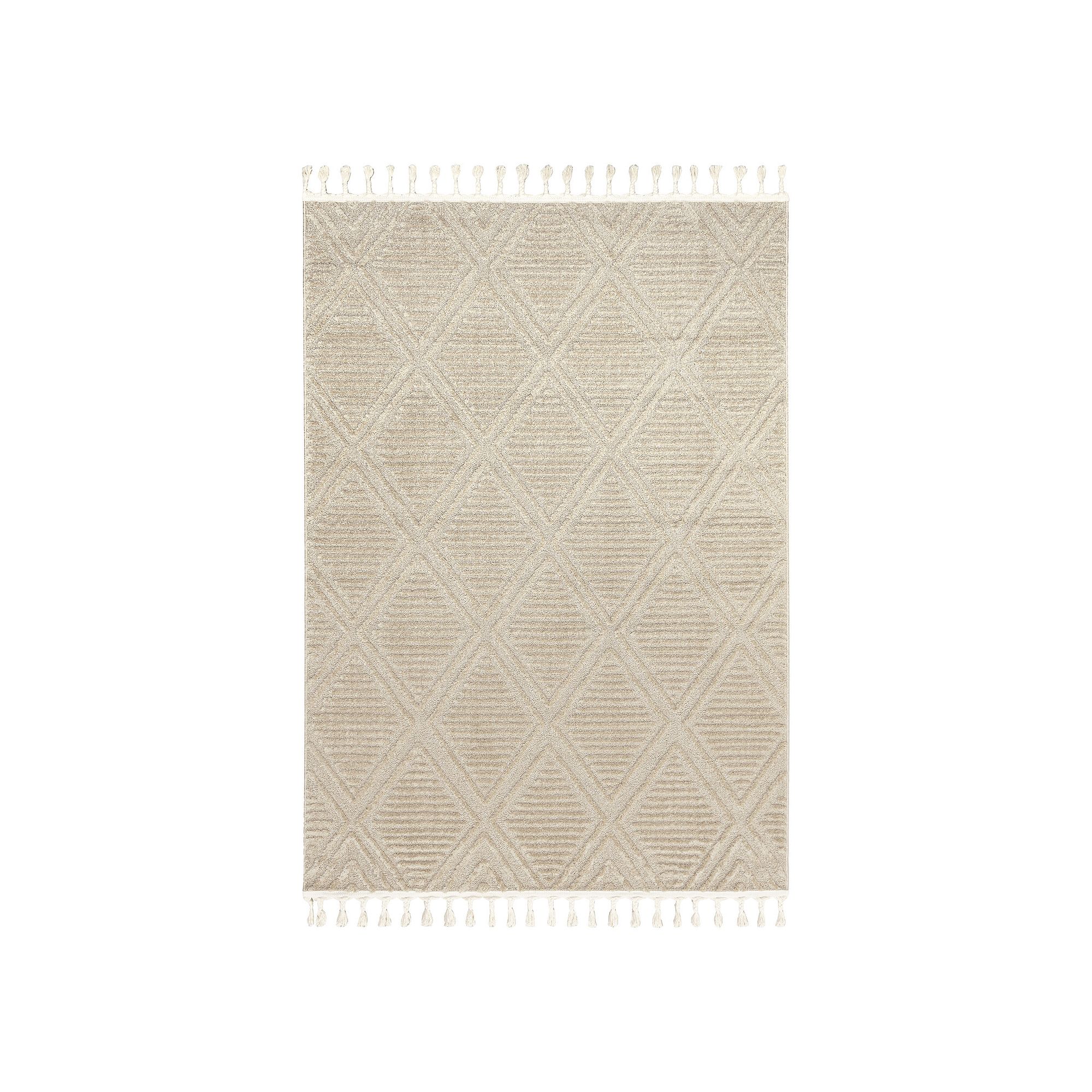RugsUSA Balboa Textured Tile Area or Throw Rug, Beige