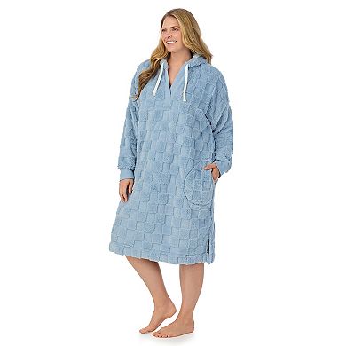 Plus Size Cuddl Duds Plush Hooded Midi Lounger