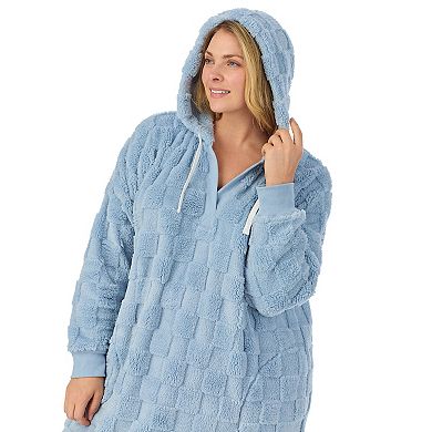 Plus Size Cuddl Duds Plush Hooded Midi Lounger
