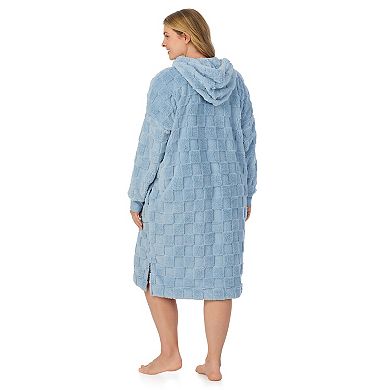 Plus Size Cuddl Duds Plush Hooded Midi Lounger