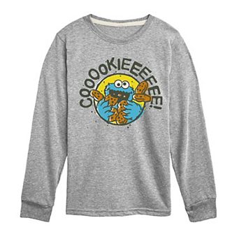 Boys 8-20 Sesame Street Cookie Long Sleeve Graphic Tee