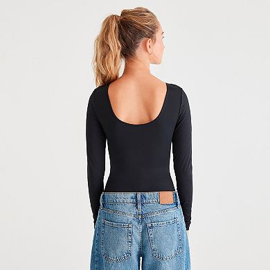Juniors' Aeropostale Seriously Soft Boatneck Ballet Long Sleeve Bodysuit