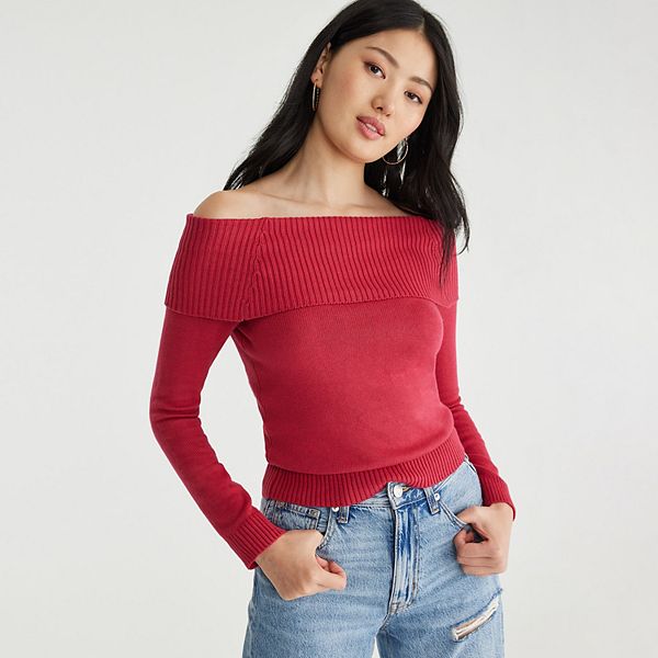 Chemise Manches Longues Aeropostale Junior – Pêche, Encolure Large, Taille L