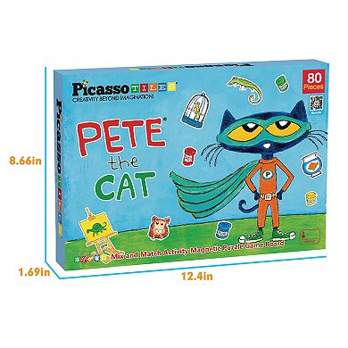 PicassoTiles Pete the Cat Toys Set Magnetic Board Game Puzzle Board Playset for Kids Ages 3 and up